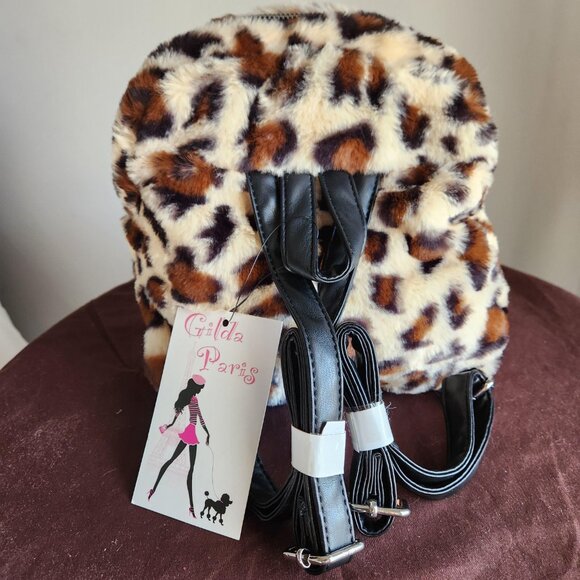 Gilda Paris Leopard Print Soft Fur Back pack NWT main image 10